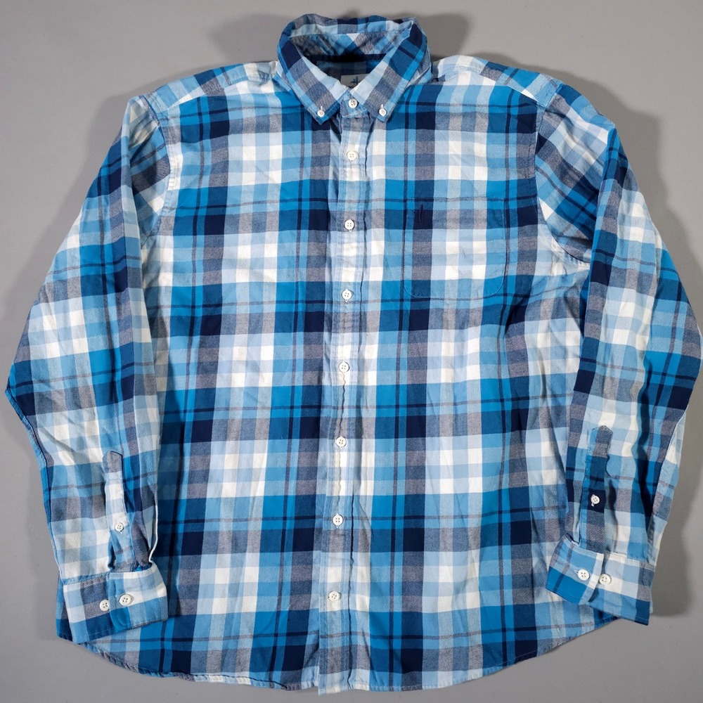 Johnnie-O Button Down Shirt Mens XXLarge Blue Plaid Hangin Out Long Sleeve